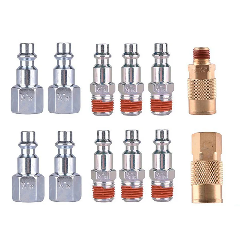 

12Pcs Iron Quick Coupler Plug Air Hose Connector Adapter Fittings 1/4 NPT New