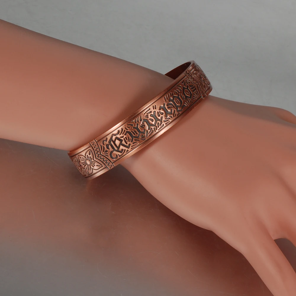 Skup Wollet biżuteria czysta miedź bransoletki magnetyczne bransoletki dla mężczyzn otwórz mankiet Vintage zdrowa energia zapalenie stawów ulga w bólu
