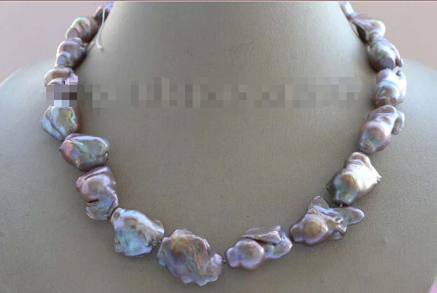 

Free shipping >>>>>>Genuine Natural 23mm Purple Baroque Reborn Keshi Pearl Necklace #f2449!
