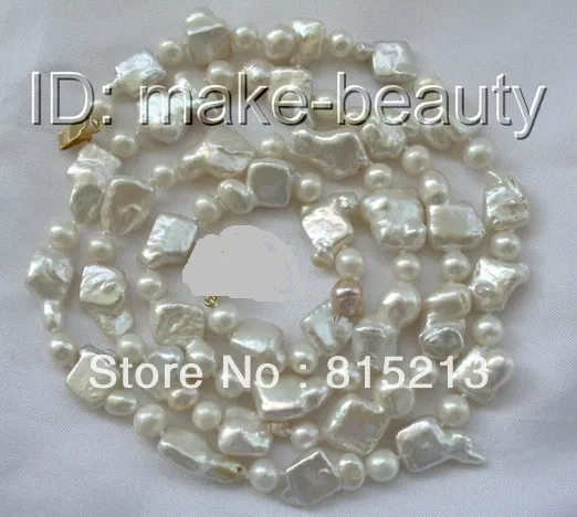 

ddh001157 stunning long big 20mm baroque white keshi reborn freshwater pearl necklace