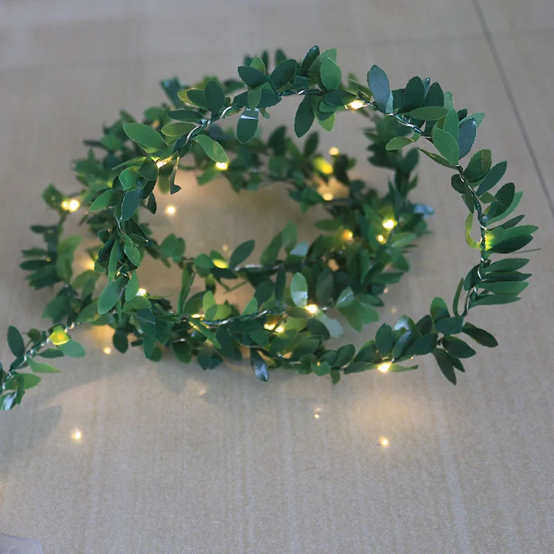 Rustic Wedding Foliage LED copper wire String Lights for Wedding Table Decorations Tiny Leaves christmas party Home Tableware 