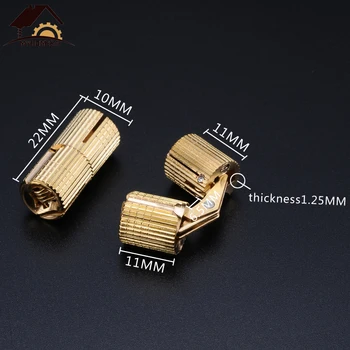 

Myhomera 4Pcs 10mm Copper Barrel Hinges Lot Cylindrical Hidden Cabinet Concealed Invisible Brass Small Hinge Mount Box Furniture