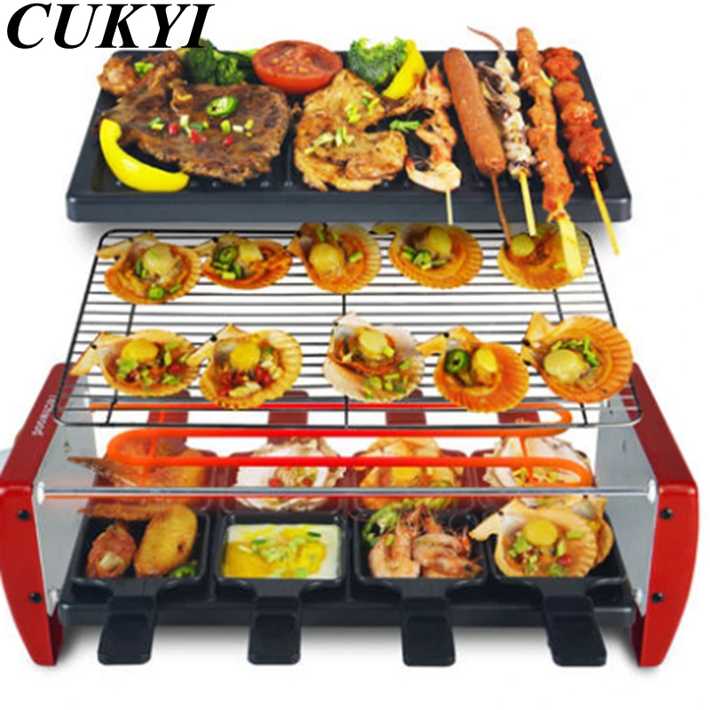 CUKYI Electric heating BBQ household grill smokeless barbecue machine meat machine electric oven cabob stove CUKYI Electric heating BBQ household grill smokeless barbecue machine meat machine electric oven cabob stove