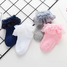 4 пар/компл. летнее платье для маленьких девочек, длинные носки с кружевом для детей однотонные Цвет следы новорожденный принцесса короткие носки на возраст от 0 до 12 месяцев