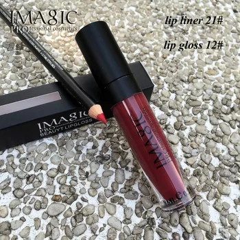 9Colors IMAGIC Lip Gloss Waterproof Matte Liquid Lipstick Strawberry Long Lasting Lip Kit as pencil