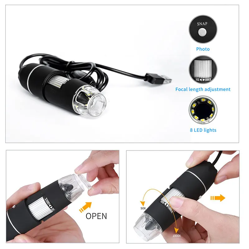 

Endoscope Durable Inspection ABS Real-Time Video 0.3 mp Black Computers Digital Microscope Waterproof Ear Cleaning Tool