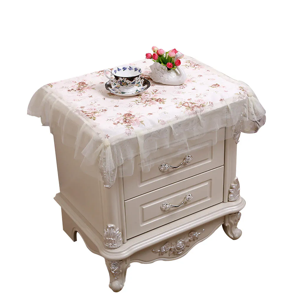 75*80cm Bedside Dustproof Cover Pastoral Floral Printed Mesh