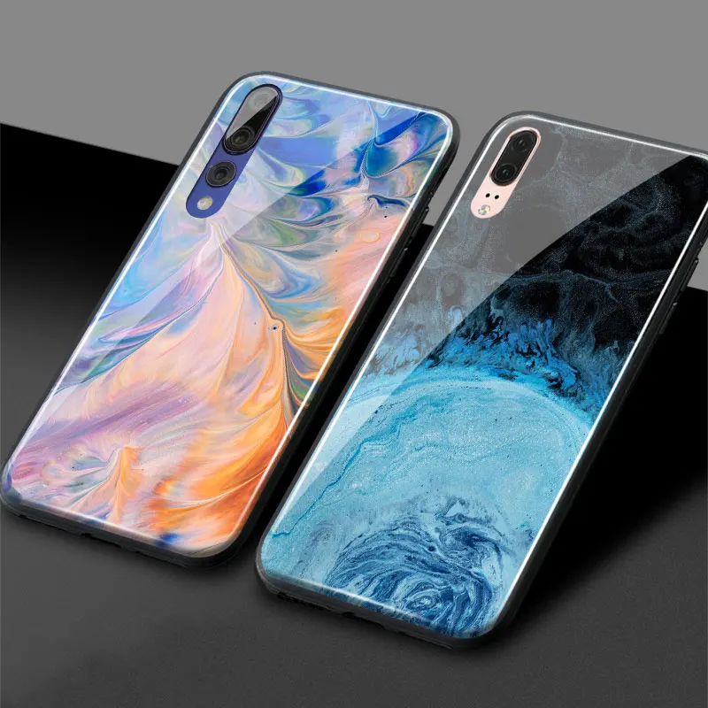 

Marble pattern abstract agate jade Soft Silicone Phone Case Glass For Huawei Honor 8x V9 10 Mate 10 20 P20 P30 lite Pro Nova 3i
