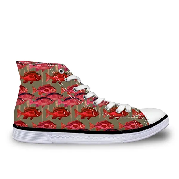 Мужская парусиновая обувь высокие кроссовки Вулканизированная обувь Человек Весна Осень модные белые красные на шнуровке на заказ мальчик ComfortFlat - Цвет: WZH0517AK