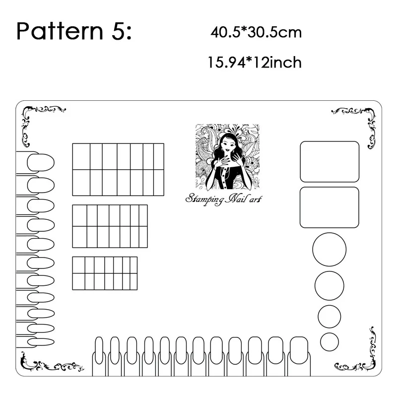 Прозрачный силиконовый мат для ногтей, прозрачный маникюрный коврик для стемпинга, водный мраморный чайник, Uber коврик для ногтей, безумный коврик, Маникюрный Инструмент, Волшебная мастерская - Цвет: Pattern 5