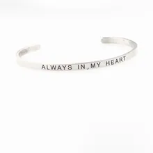 Всегда в моем сердце браслеты из нержавеющей стали с лазерной гравировкой положительные поговорки Браслет с мантрой для женщин и мужчин подарки, Прямая поставка