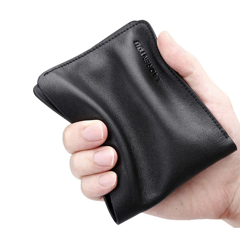 

LAORENTOU Men Wallets Soft Leather Short Wallet Cow Leather Purse Casual Male Standard Wallets Thin Wallet for Men