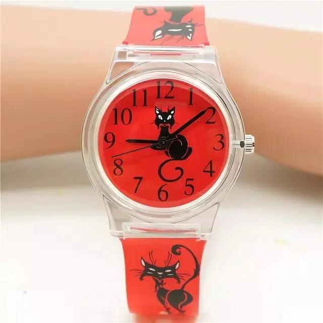 Женские брендовые Уиллис модные мини часы кошачий дизайн водонепроницаемые аналоговые ультратонкие наручные часы с полимерным ремешком - Цвет: red