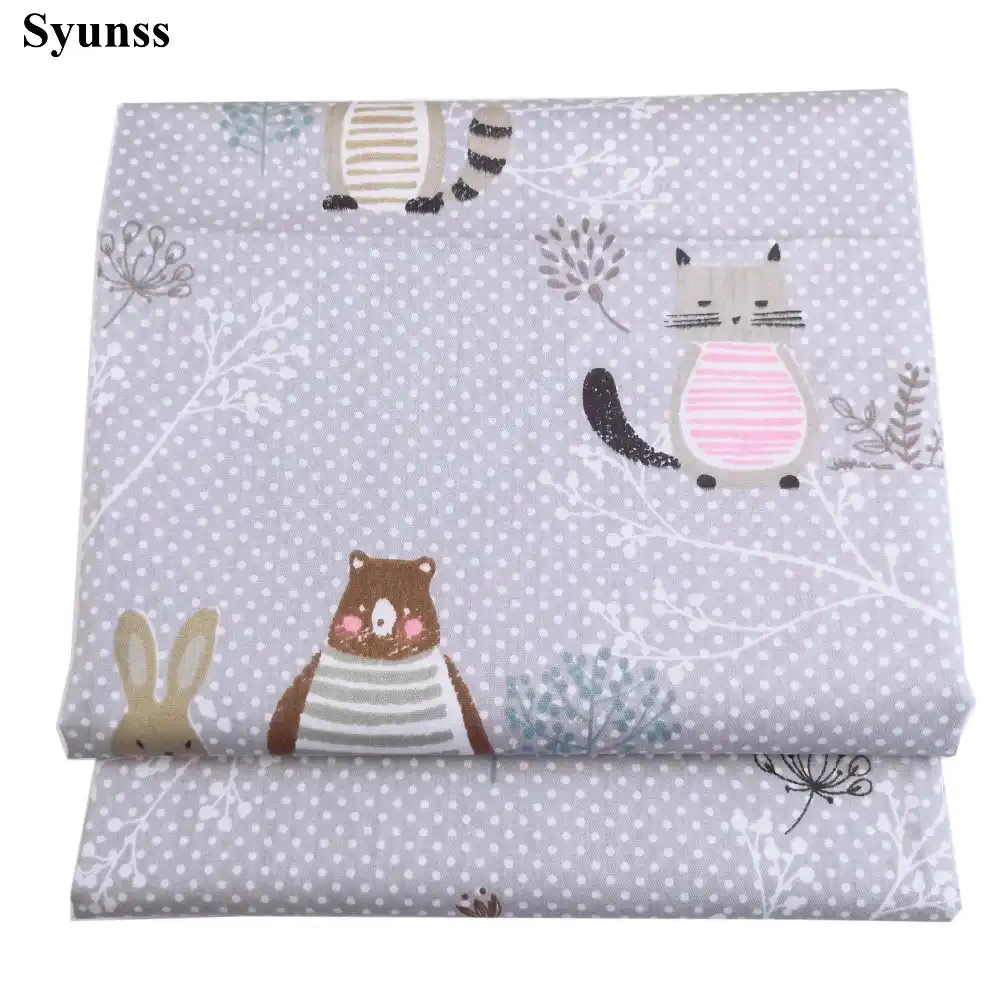 Syunss Nouveau Tissu En Coton Imprime Animal De Dessin Anime Bricolage Couture A La Main Patchwork Literie Pour Bebe Textile Matelasse Aliexpress