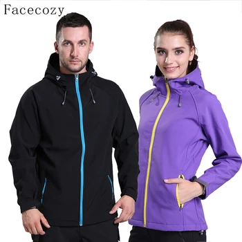

Facecozy Women&Men Autumn Winter Outdoor Sports Softshell Jacket Couples Windproof Inner Fleeces Hiking Camping Coats Clothes