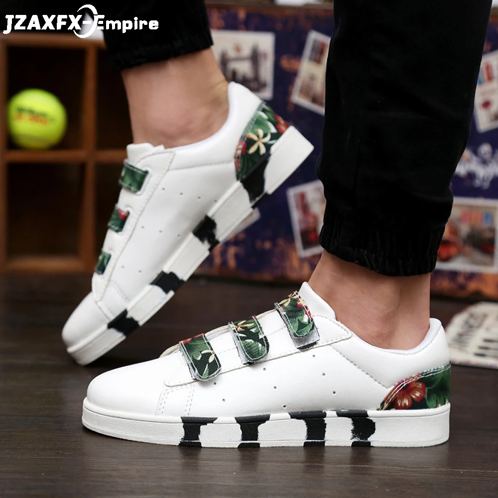 

Brand New Men Print Fashion Flat Shoes Hook& Loop Beathable Footwear Top Quality tenis masculino adulto Shoes men