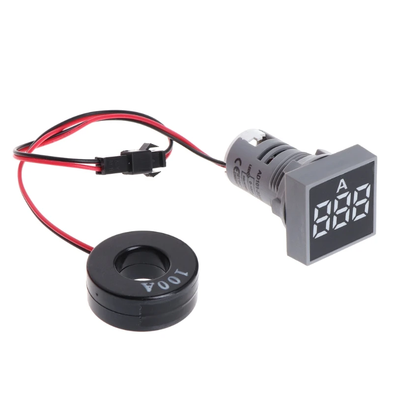 22 мм 0-100A цифровой амперметр измеритель тока индикатор светодиодная лампа квадратный сигнальный светильник