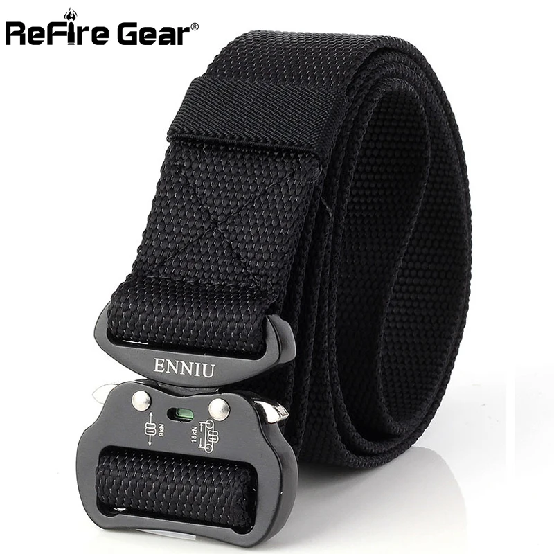 

ReFire Gear US Army Combat Tactical Belt Men SWAT Military Equipment Nylon Belt Sturdy Knock Off Lock Buckle Waist Belt 3.8cm