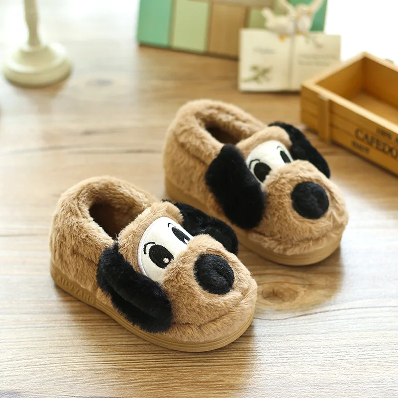 Comprar Invierno Niño niños niñas zapatillas perro de dibujos animados lindo niños casa Zapatos cómodos de algodón cálido invierno zapatos casa zapatillas