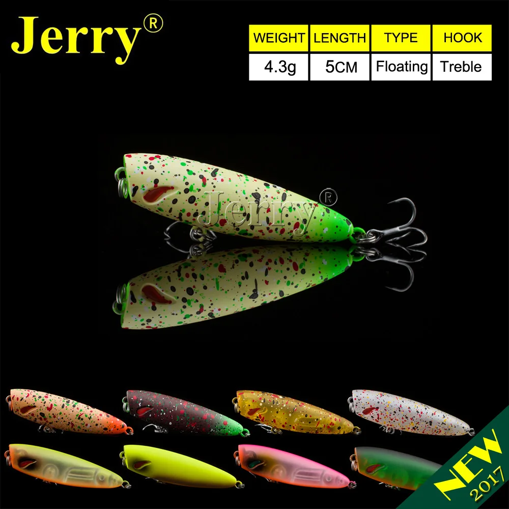 Jerry 1pc 5cm ultralight freshwater fishing lure hard plastic popper
