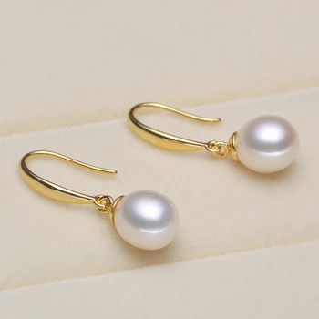 

real natural big [beautiful] natural PINK WHITE PURPLE freshwater pearl 8.5-9mm drop pearl earring 925 simple