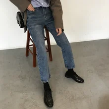 Весенняя новая женская одежда джинсы до щиколотки Брюки, расклешенные брюки с высокой талией джинсы корейские Поддельные молнии Карманы колокольчики нижние джинсы