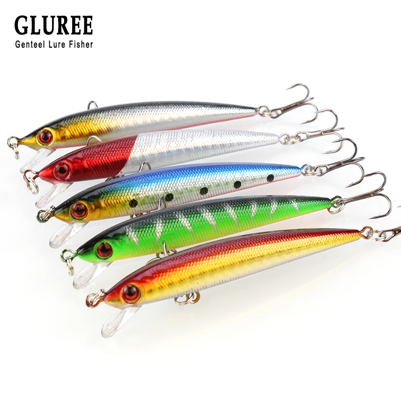 

GLUREE 5Pcs/Lot Fishing Lures Minnow 9cm 6g Hard Lure Treble Hook Wobbler Floating Baits Crankbait Carp Fishing Tackles