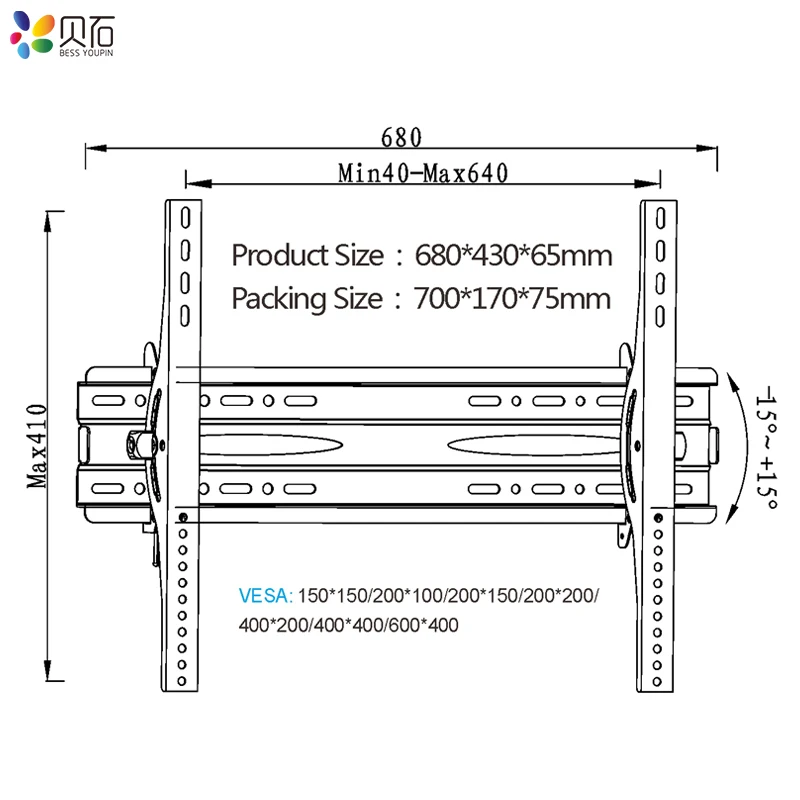 TV Wall Mounts Adjustable Ultra Slim Tilting Bracket for 32-65 Inch LED LCD TVs up to VESA 600x400mm and 132lbs Loading Capacity TV Wall Mounts Adjustable Ultra Slim Tilting Bracket for 32-65 Inch LED LCD TVs up to VESA 600x400mm and 132lbs Loading Capacity