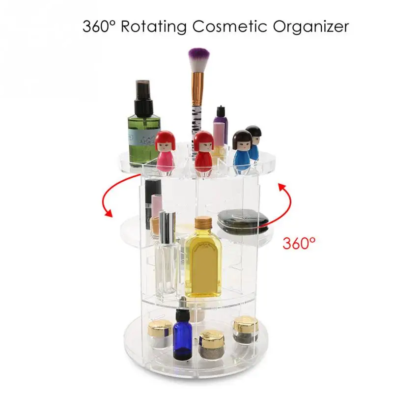 

Makeup Brushes Organizer Storage Box Acrylic Cosmetic Container Spinning Brush Box Jewelry Nail Gel Polish Display Holder