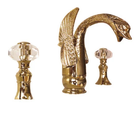 

Free shipping 3 PIECES ROMAN SWAN SINK FAUCET BATHROOM LAVATORY SINK BASIN Mixer tap