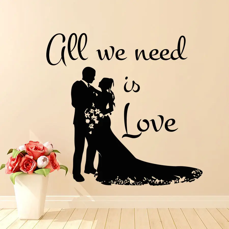 Wall Decals Decal Bride Groom Vinyl Sticker Bedroom Wedding Salon Decor