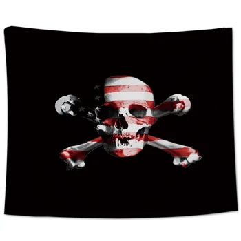 

American Flag Skull Wall Décor Bedspread Coverlet Tapestry Wall Art Curtain Blanket Scarf Throw Window Curtain Anti-Static
