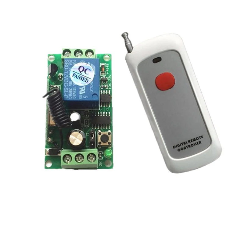 

1000MDC 12V 24V 10A 1CH 1 CH Wireless Remote Control Switch Relay Output Radio RF Transmitter + 315/433 Receiver
