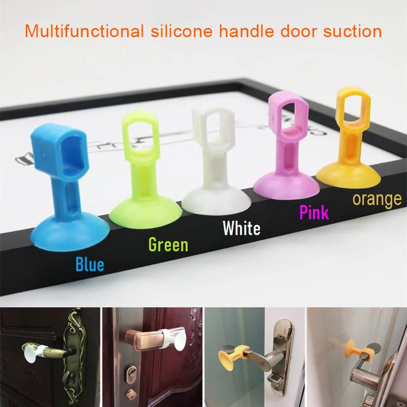 

Perforation Free Silicone Door Stoppers Anti-Collision Door Handle Doorknob Bumper LKS99