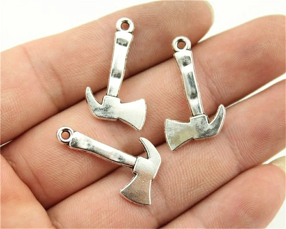 WYSIWYG 12pcs 26x15mm Ax Tool Charm Pendants For Jewelry Making Antique