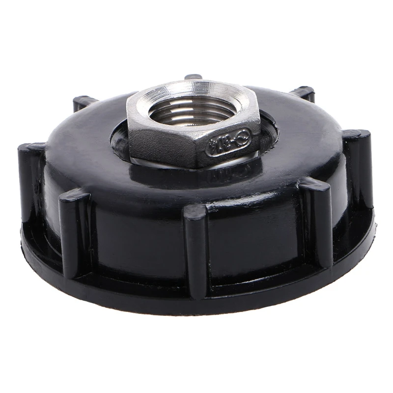 

Black 275-330 Gallon IBC Tote Tank Drain Adapter Garden Hose 2" Female To 1/2" Female
