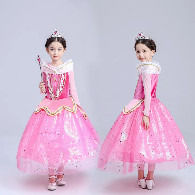 Children's Foreign Trade Clothing Princess Girls Kids Dress Dance Party Pink