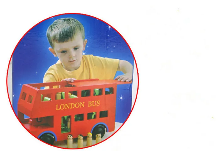 

Baby Toy Red Double- checker London Bus Wooden Toys Environmentally Friendly New Arrival Free Shipping