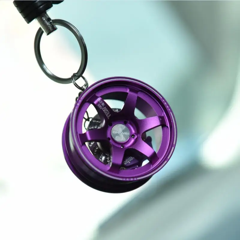 

Big TE37 Style Wheel Hub Disc Brake Brembo Hellaflush JDM Pendant Car Styling Refitting Rearview Mirror Ornament Key Chain