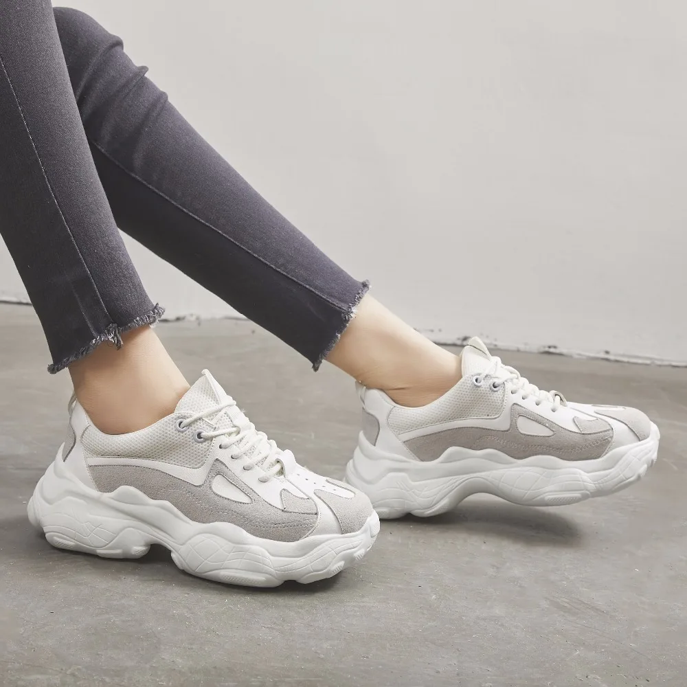 

2019 Spring Autumn basket femme women sneakers high heels Leisure shallow Footwears Top quality lace-up Damping espadrilles