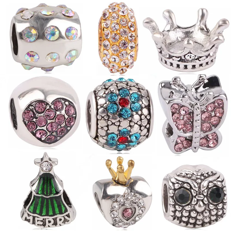 

dodocharms Original Butterfly Crown Owl Love Bead Crystal Enamel Charm Pendant For Pandora Bracelet Bangles DIY Women