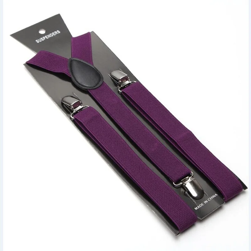 Free shipping 2.5cm wide "Dark purple" Unisex Clip on Braces Elastic