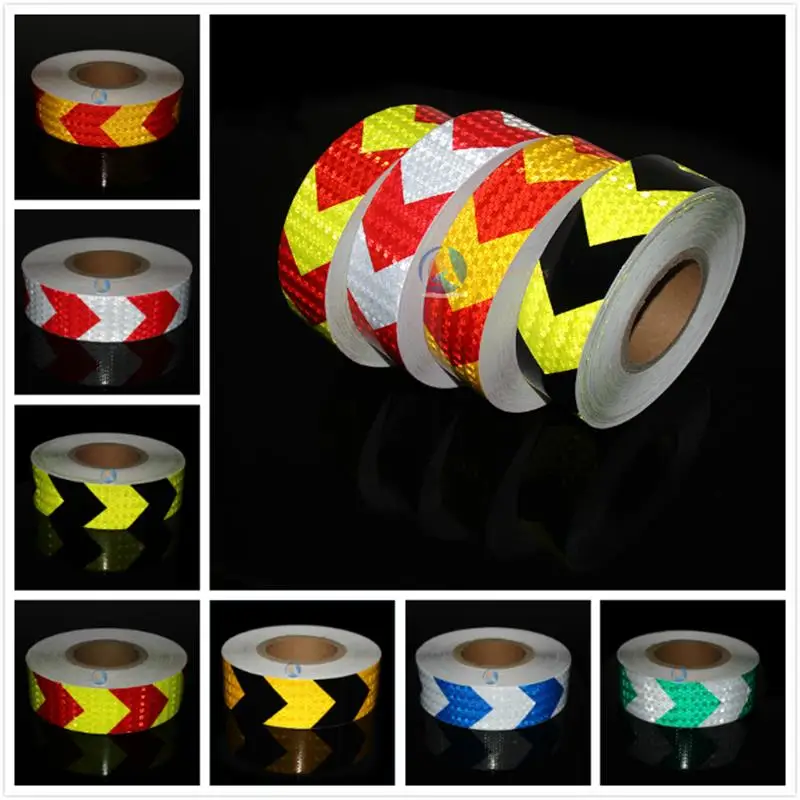 

5CM Multi Color Arrow Conspicuity Reflective Hazard Roll Tape Adhesive Marking Sticker on trailer