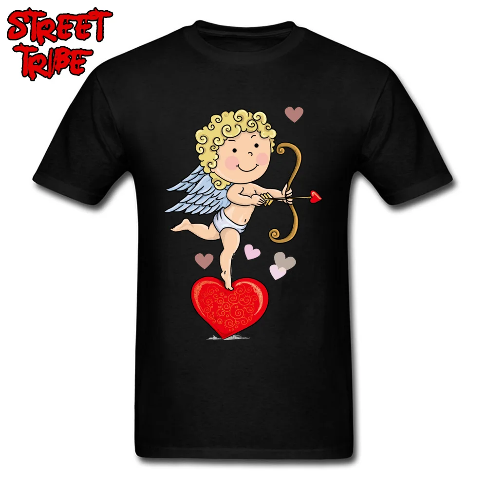  Men T-shirts Comics Summer Tops T Shirt All Cotton Round Neck Short Sleeve Casual Top T-shirts VALENTINE DAY Top Quality child standing in the heart 20946 black
