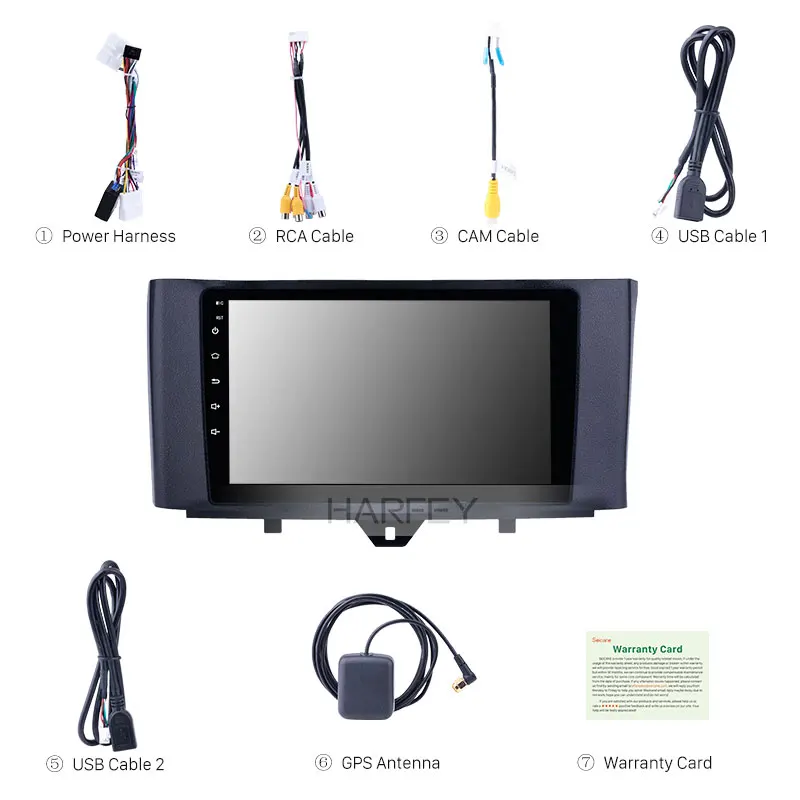 Harfey 9 inch HD Touchscreen Android 8.1 Radio GPS Navigation for Mercedes Benz Smart 2011-2015 Bluetooth with Music WIFI