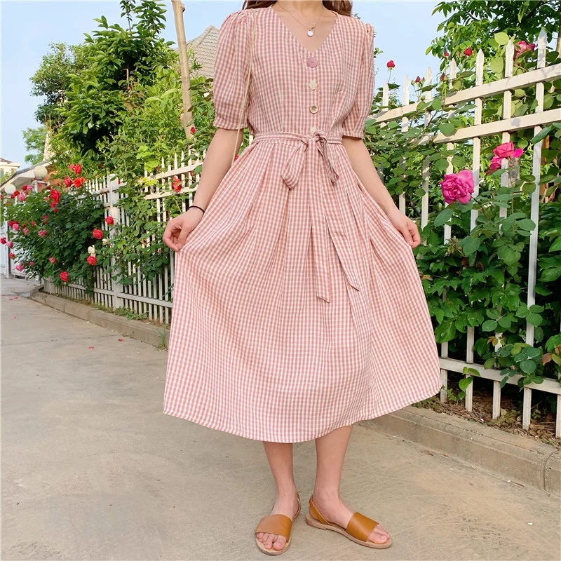 

New Boho Party Beach Sundress Spaghetti Long Dresses Plus Size Summer Women Button Decorated lattice Dress