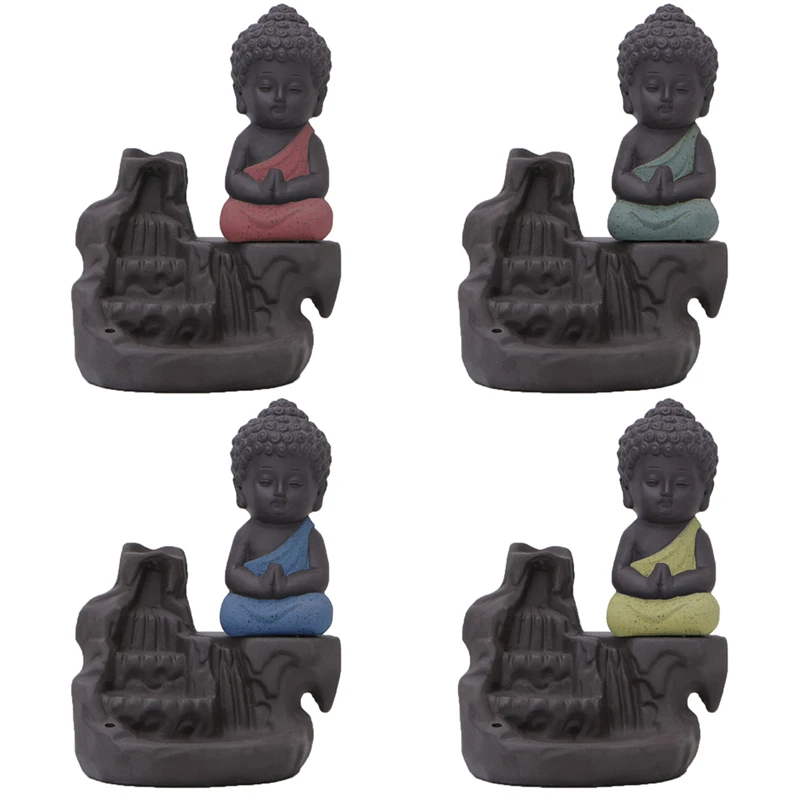 Incense Burner Little Monk Censer Creative Home Decor Small Buddha Holder Backflow For Office Teahouse | Дом и сад
