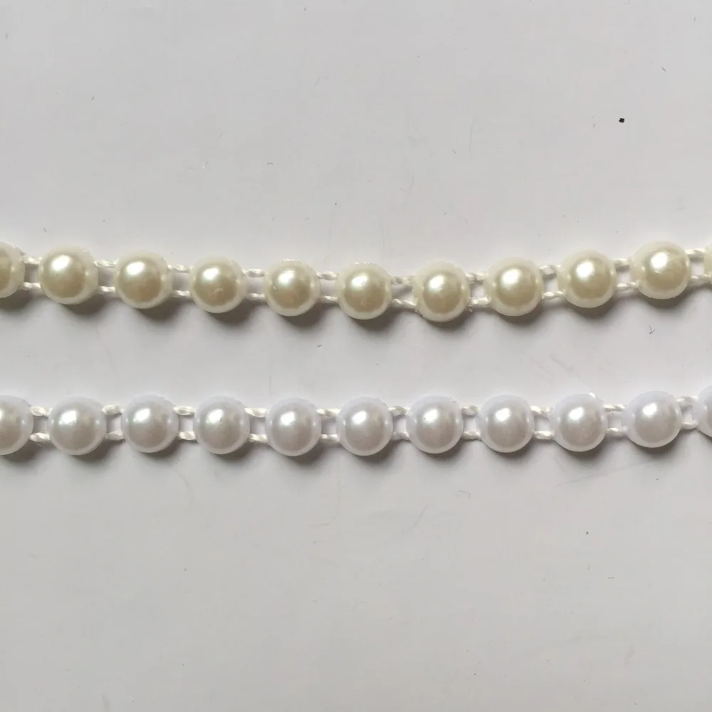 

25 Meters/Roll 6mm Half round Flat Back Plastic Pearl Trim String Trim Chain Sew VX13