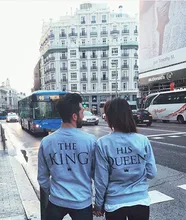 New Autumn Casual Loose Woman Print Tee Long Sleeve Letter O-Neck Couple T-shirt Pullover Sweatshirt King And Queen New Autumn Casual Loose Woman Print Tee Long Sleeve Letter O-Neck Couple T-shirt Pullover Sweatshirt King And Queen