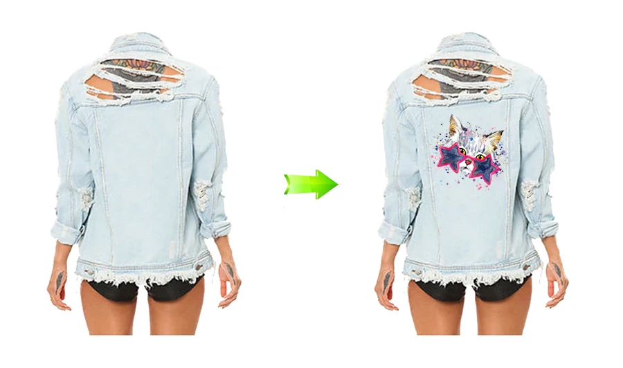 4-Cute Cat Sticker Patches Waterolor Fashion Clothes Decoration Washable Diy Accessory Print On T-Shirt Iron-On Transfers